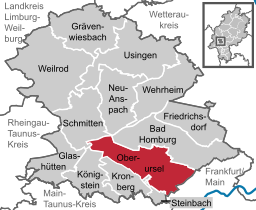 Läget för Oberursel i Hochtaunuskreis