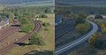 Bahnstrecke Bad Harzburg–Oker vor (Februar 2018) und nach (November 2018) der Sanierung westlich von Harlingerode