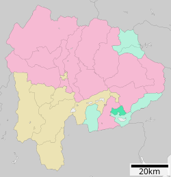 Oshino okulunun Yamanashi Prefecture şehrindeki konumu