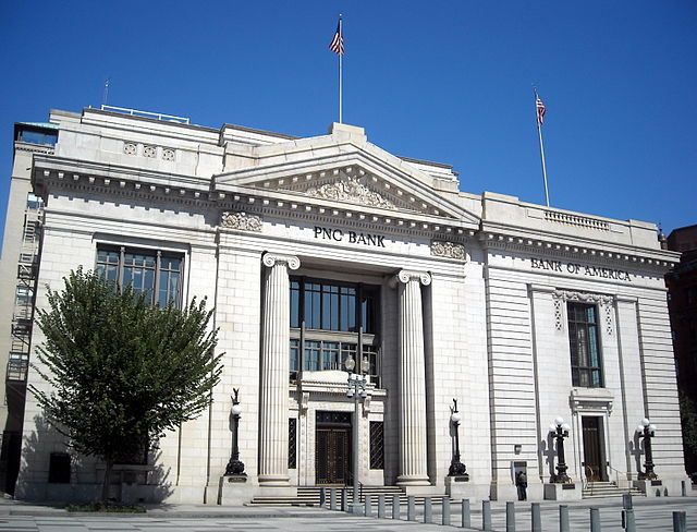 Former Riggs National Bank headquarters, on Pennsylvania Avenue in Washington, D.C. The rightmost section is the American Security and Trust Company B