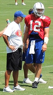 Pagano (left) and Andrew Luck (right) at the Colts training camp in 2015 PaganoLuck camp2015.jpg