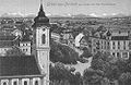 Blick über die Pfarrkirche St. Michael auf den Pfanzeltplatz in Perlach, Postkarte, um 1910