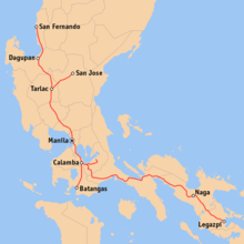 Entire line map of PNR with major stations. Includes defunct lines. Philippine National Railways.png