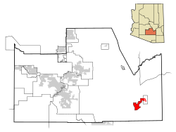 Location in Pinal County and the state of آریزونا