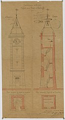 Plan de la tour de l'horloge en 1873.