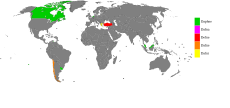 Land hvor Daphne (grønt) er mye brukt