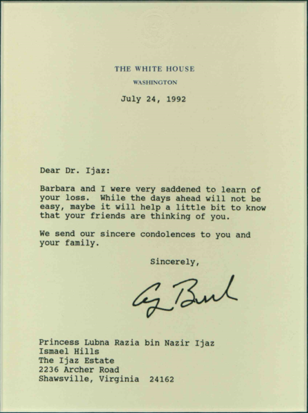 File:President George H. W. Bush condolences on Mujaddid Ijaz's death, 1992.png