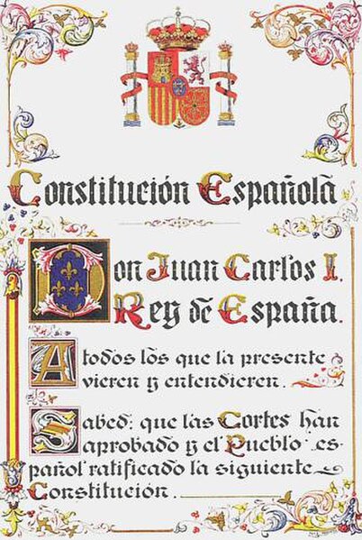 First page of the Spanish Constitution.