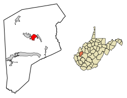 Location of Winfield in Putnam County, West Virginia.