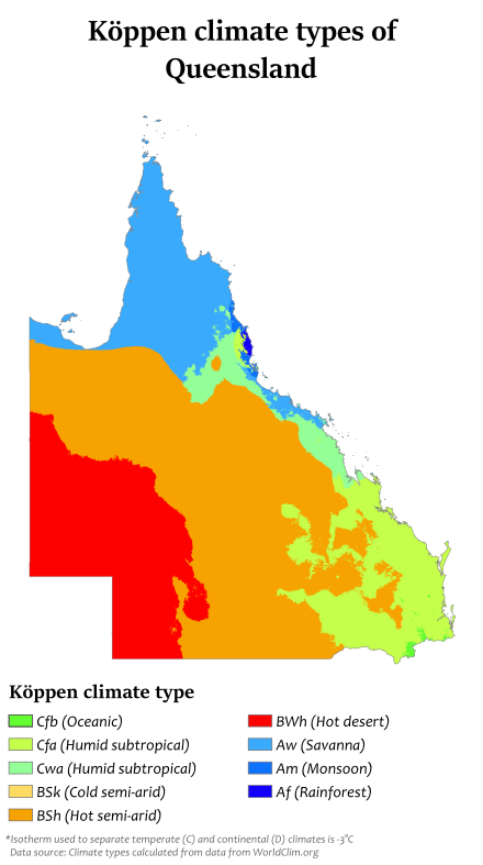 Köppen climate types in Queensland