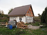 Čeština: Stavba domu v Radotíně. Okres Karlovy Vary, Česká republika.