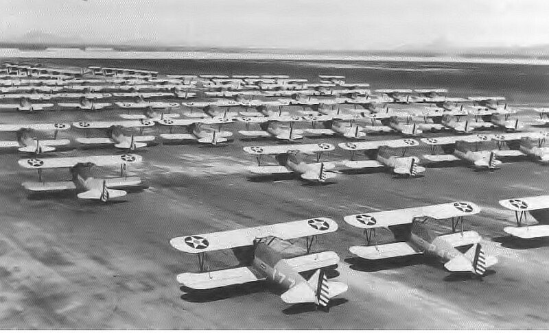 File:Randolph Field - Boeing PT-13s on Parking Ramp.jpg