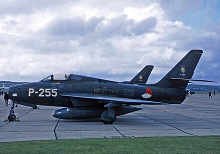 F-84F Thunderstreaks of 315 Squadron RNAF fitted with extra fuel tanks at RAF Chivenor in 1969