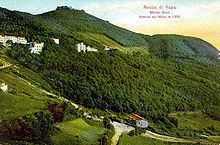 Monte Cavo in una cartolina postale del 1910: l'altitudine viene erroneamente indicata a 1000 m s.l.m..