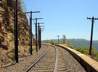 Trackside rock slide detector on the UPRR Sierra grade near Colfax, CA