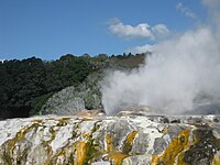 The Prince of Wales Feathers thermal spring erupting