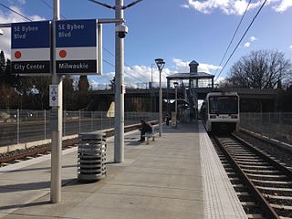 Southeast Bybee Boulevard station MAX Orange Line station in Portland, Oregon