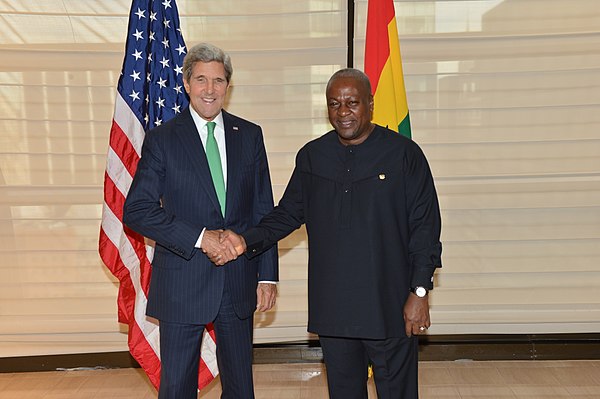 President of Ghana John Mahama holds a bilateral meeting with the United States Secretary of State John Kerry.