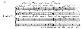 Beginning of the Canon "O Remember" by John Stafford Smith. It "gain'd a Prize Medal" from the London Catch Club in 1773. Smith O Remember.png