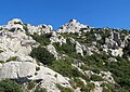 Les rochers à l'approche du sommet.