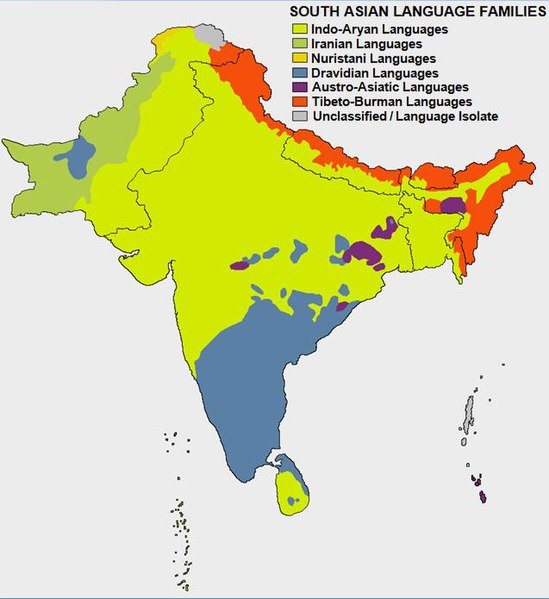 Language families in South Asia