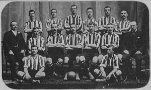 Southampton were founded in 1885, but did not play league football until the 1894-95 season, when they joined the Southern Football League. The team pictured above won the Southern League Division One title in 1903-04. Southampton fc 1904.jpg