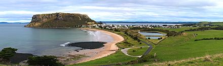 The view of Stanley from a distance with The Nut clearly visible