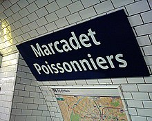 Marcadet Poissonniers Ligne 4 station - Plaque 26-03-05.jpg