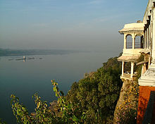 A scenic view of Narmada from top of the Ahilya fort