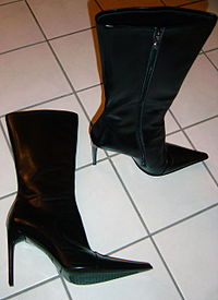Stiletto heels can be found on almost every type of shoes, such as these ankle boots. Stiefelwiki1e.jpg