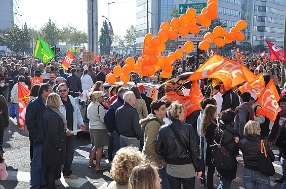 Street protests against the government's pension reform plans 2010 France