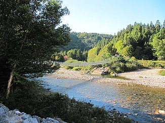 Suspension bridge over the Big Salmon River