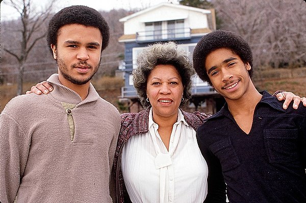 Morrison, with her sons Ford (left) and Slade (right) at their upstate New York home, between 1980 and 1987