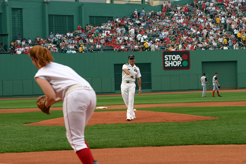 File:US Navy 050613-N-8110K-061 Commanding Officer, USS Shreveport (LPD 12), Capt. Terry Kraft, throws out the first pitch at Fenway Park in Boston before the Boston Red Sox game against the Cincinnati Reds.jpg