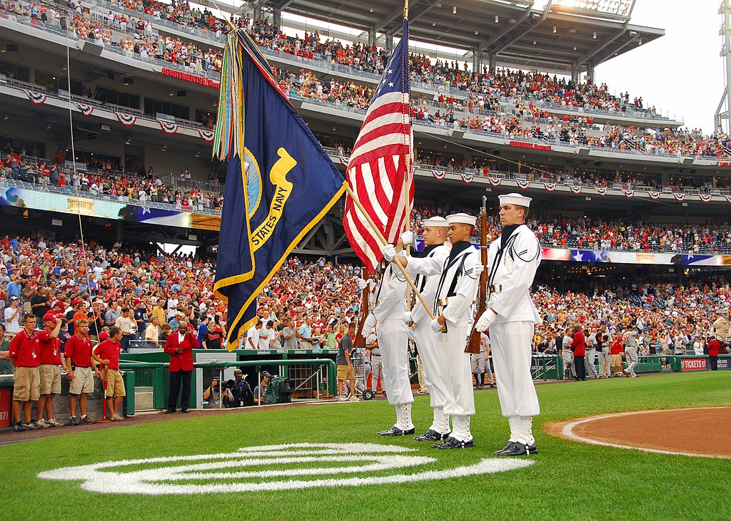 File:US Navy 080627-N-6914S-022 The Navy Ceremonial Honor Guard present the  colors at the Washington Nationals baseball game.jpg - Wikimedia Commons