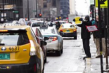 In September 2015, the California Labor and Workforce Development Agency held that Uber drivers are controlled and sanctioned by the company and are therefore not self-employed. UberTaxiProtestChicago.jpg