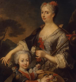 Victoire Françoise of Savoy, Princess of Carignan and her son Louis Victor by an unknown artist.png