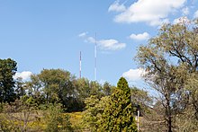 The two-antenna directional array, seen from Kings Road, looking north WAVL masts.jpg