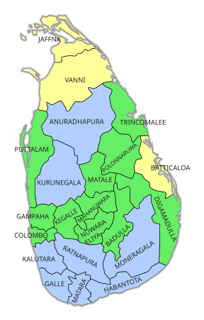 Stimmenstärkste Parteien in den 22 Wahlkreisen: ﻿United National Party (UNP) ﻿United People’s Freedom Alliance (UPFA) ﻿Tamil National Alliance (TNA)