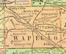 Dahlonega in Wapello County, Iowa, in 1902 Wapello County, Iowa, 1902.png