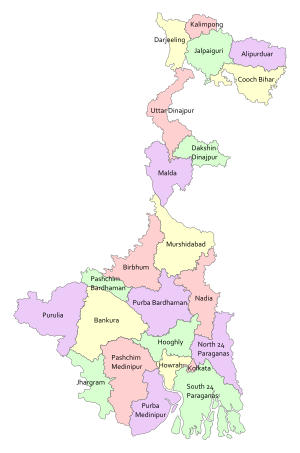 Districts of West Bengal WestBengalDistricts numbered.svg