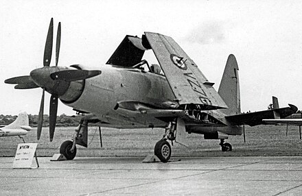 Wyvern S.4 strike aircraft of 813 Naval Air Squadron at RNAS Stretton in 1955