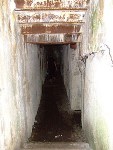 Escalier descendant dans l'abri antiaérien de Hitler (no 4 ci-dessus).