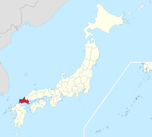 Ubicación de la prefectura de Yamaguchi en Japón