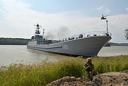 A Jurij Olefirenko partraszállító hajó Odessza környékén a Sea Breeze-2016 tengeri hadgyakorlaton
