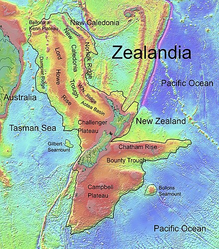 Zealandia, the largest submerged landmass or continent