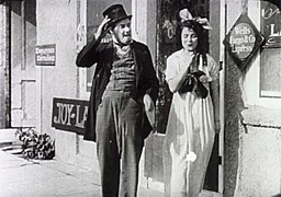 Actors Ford Sterling and Minta Durfee in film Dirty Work in a Laundry