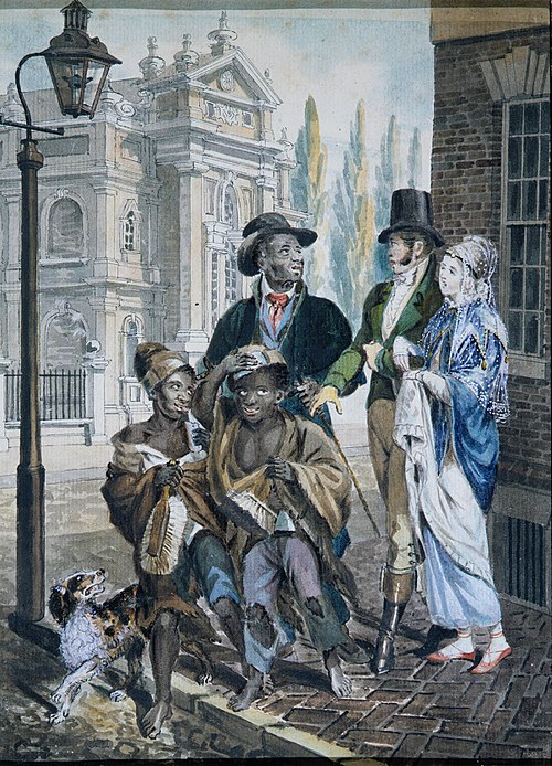 Questioning Chimney Sweeps before Christ Church, a c. 1813 portrait by John Lewis Krimmel