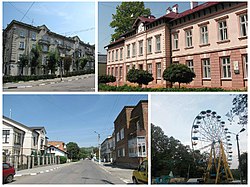 Centrum města s radnicí a zábavní park