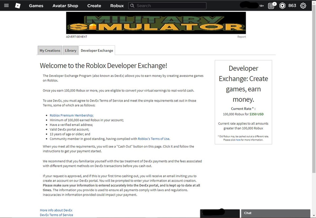 Robux Developer Exchange